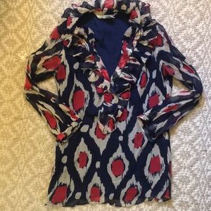 Diane von Furstenberg Ruffle Collar Silk Blouse